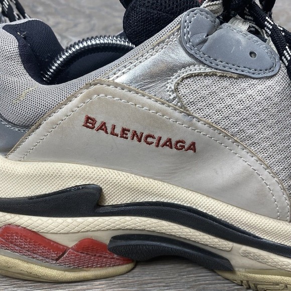 Balenciaga Triple S Silver Black Red Size 45 (US 12) - Picture 5 of 14